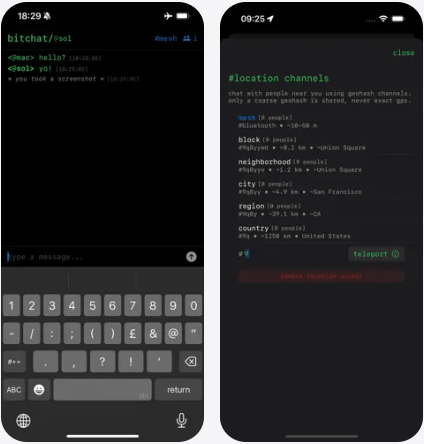 Интерфейс мобильного приложения Bitchat